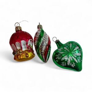 Vintage Festive Glass Ornament Set - Red, Green, Gold